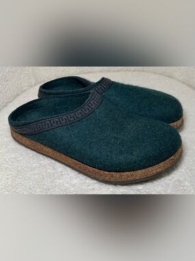 Stegmann Wool Felt Clogs Slippers Green Cork Footbed Comfort German Boho 41 9